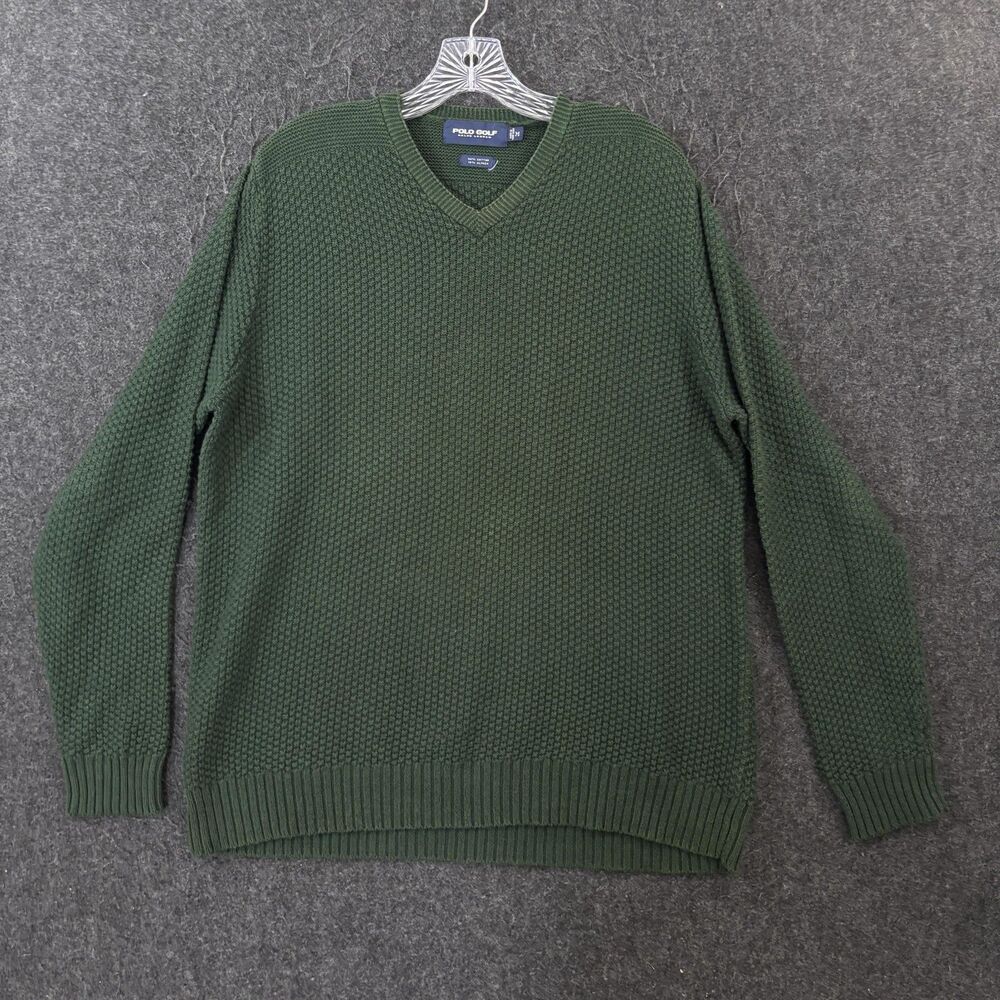Polo Golf Ralph Lauren Sweater Men's Medium Green Cotton Alpaca Knit Pullover